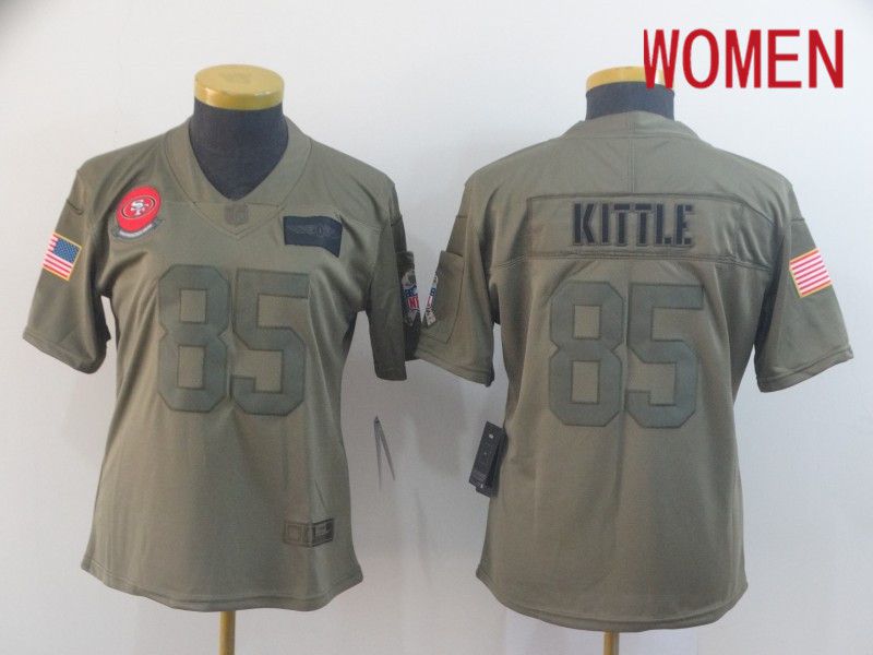 Women San Francisco 49ers #85 Kittle Nike 2019 Olive Camo Salute to Service Limited NFL Jerseys